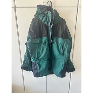 Solstice Microshed Technical‎ Mountain Jacket Green Black Hooded Shell Mens L